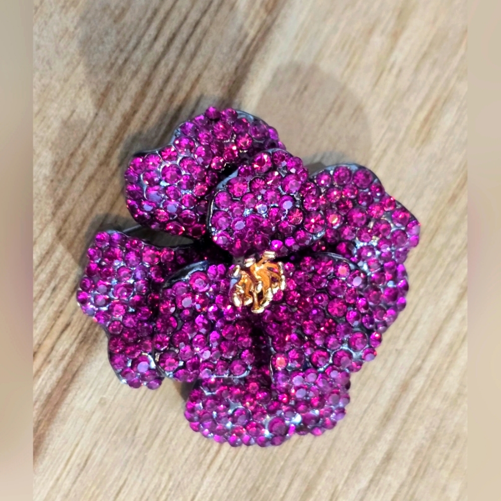 Pink Crystal Floral Brooch/Pendant